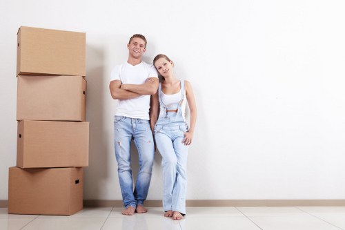 Professional house removals planning in Hampton with moving boxes and packed furniture