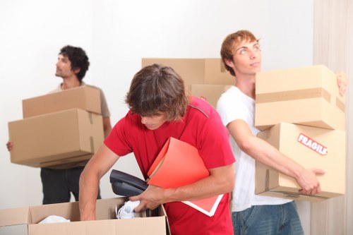 Packed boxes and secure short-term storage during a Hampton move
