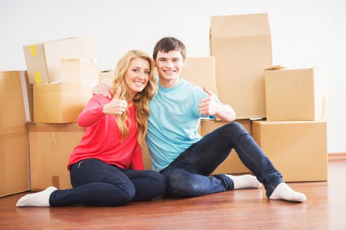 Packed household belongings ready for storage in Hampton